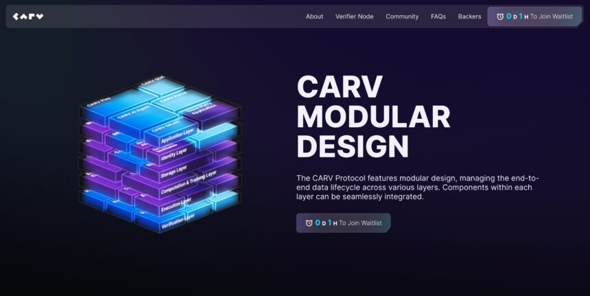 Carv site main screen