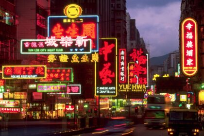 Neon Signs Along Nathan Road in Hong Kong