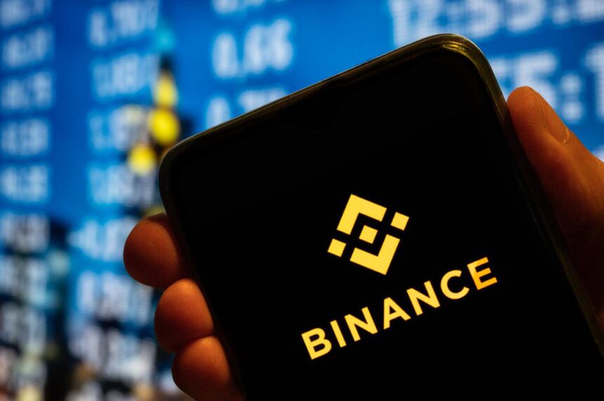 Binance logo on smartphone screen