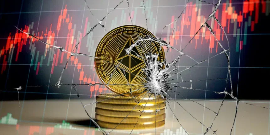 El precio de Ethereum cayó a los mismos niveles que en enero del 2024. Composición por CriptoNoticias. Fuente: Who is Danny / adobe.stock.com ; shutter speed / pixabay.com ; png-zsvai / pngegg.com.