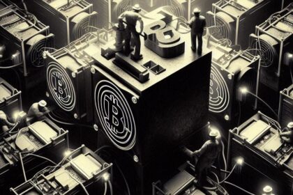 unos mineros de bitcoin aglomerados en una sola mina, estilo noir